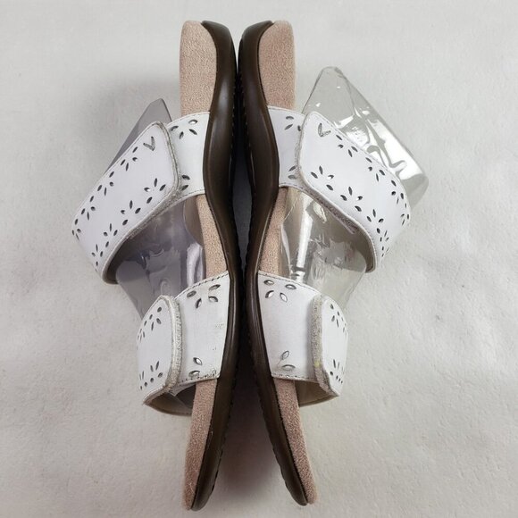 Vionic Randi Strappy Leather Sandal Womens 10 White Slide Adjustable Slip On - Picture 5 of 11